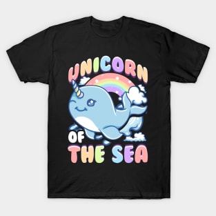 Cute Unicorn Of The Sea Narwhal Rainbow T-Shirt